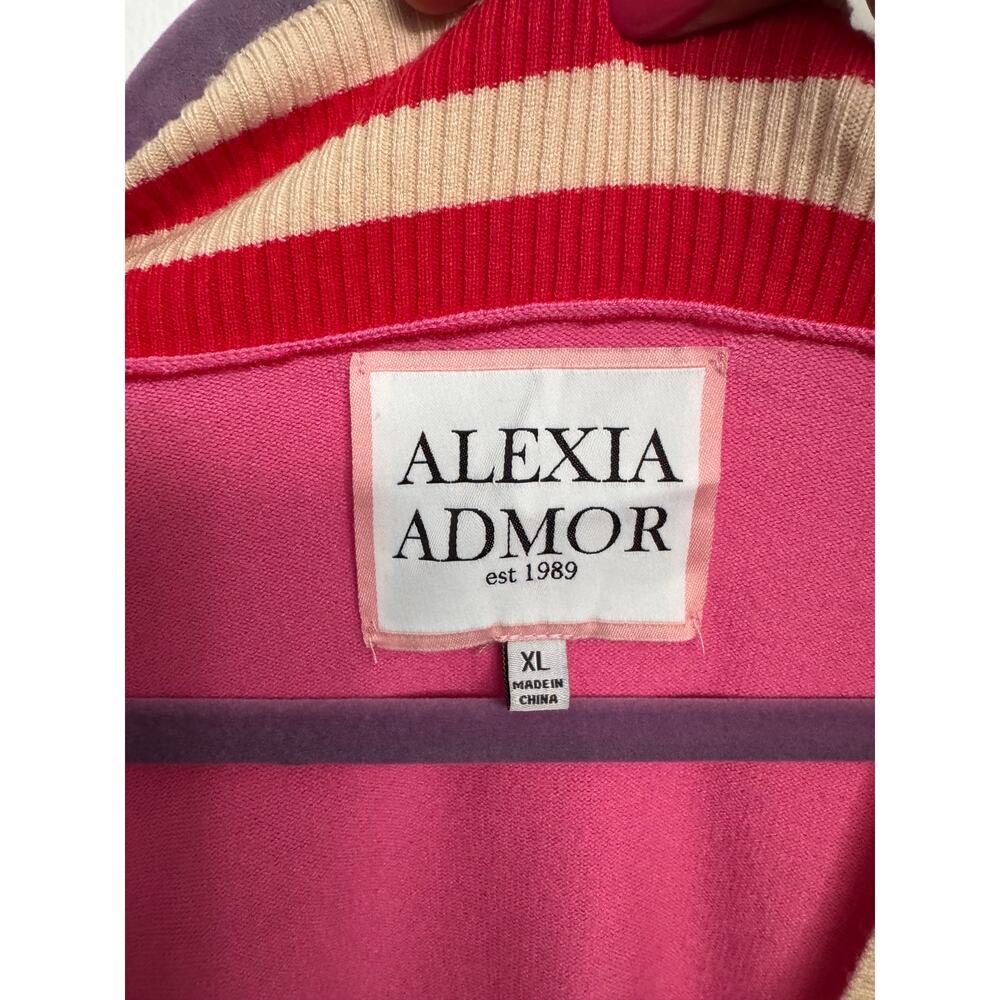 Alexia Admor Frances Stripe Trim Cardigan in Pink Size XL - Picture 4 of 5
